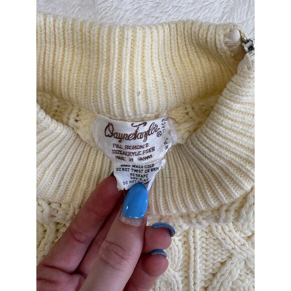 Vintage Wayne Taylor Cable Knit Ivory Irish Fisherman Sweater Harry Met Sally - Picture 3 of 8